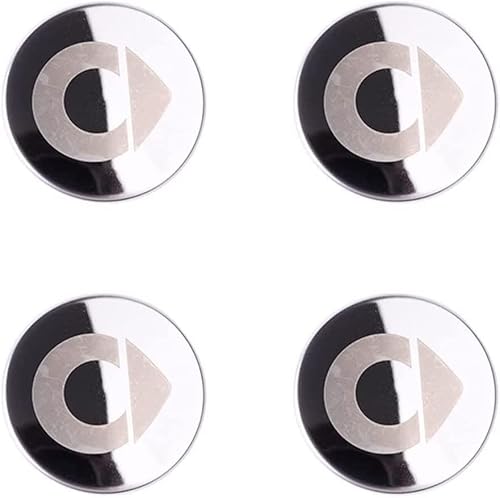 Nabendeckel 4 STÜCKE 60mm für Smart Fortwo Forfour 450 451 454 453 Car Rad Center Hub Cap Auto Styling Felgen Abdeckung Badge Emblem Aufkleber Radnabenkappen,A von Nemeae