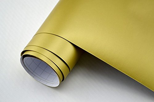 Neoxxim 4.71€/m2 Auto Folie - GOLD MATT - 30 x 152 cm BLASENFREI selbstklebend flexibel Car Wrapping Klebe Folie von Neoxxim