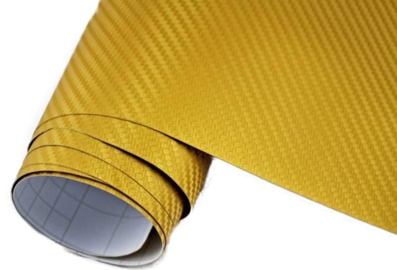 Neoxxim 5,9€/m² Auto Folie Carbon Folie 3D Carbonfolie Gold - 30 x 150 cm blasenfrei Klebefolie Dekor von Neoxxim