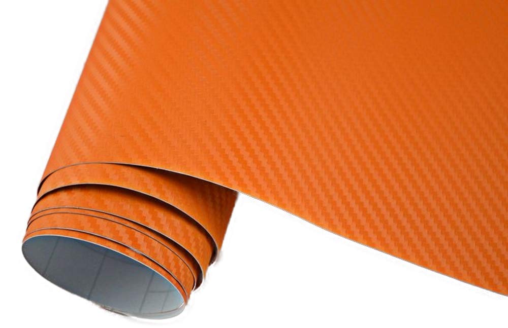 Neoxxim 5,9€/m² Auto Folie Carbon Folie 3D Carbonfolie ORANGE - 100 x 150 cm blasenfrei Klebefolie Dekor von Neoxxim