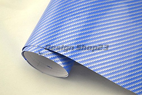 Neoxxim 5.39€/m2 2D Carbon Folie Auto Folie - BLAU 2D glanz - 500 x 127 cm blasenfrei selbstklebend flexibel Car Wrapping Folie Auto folieren von Neoxxim