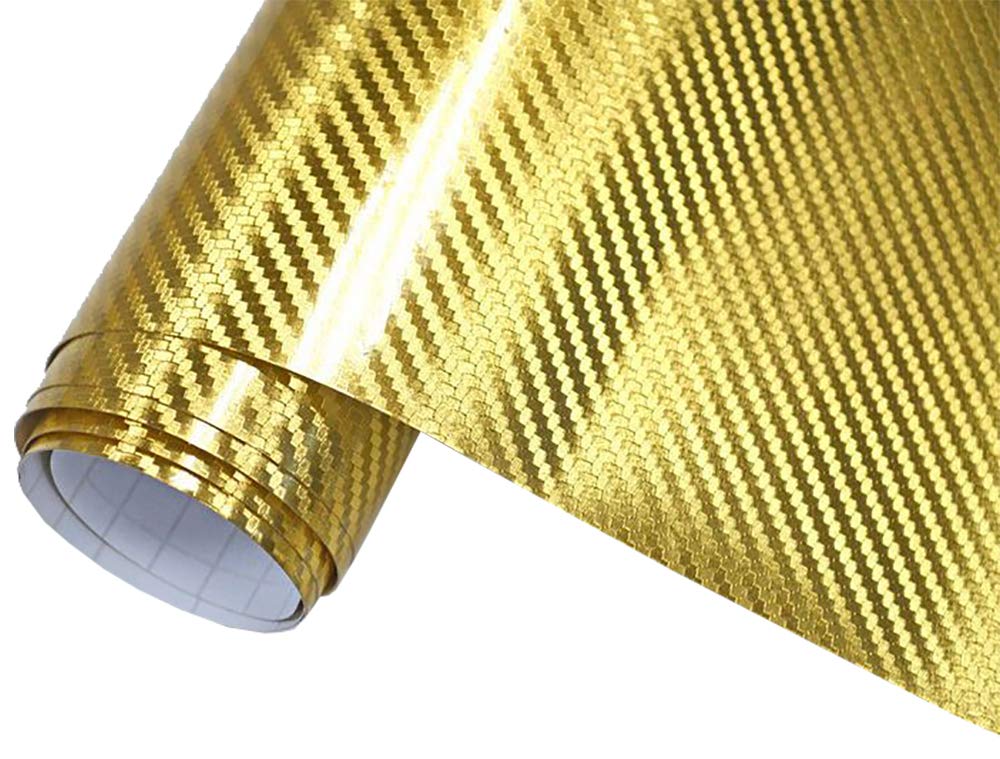 Neoxxim 8.8€/m2 Auto Folie 3D Carbon Folie Chrom Gold 30 x 152 cm selbstklebend BLASENFREI Wrapping Klebefolie von Neoxxim