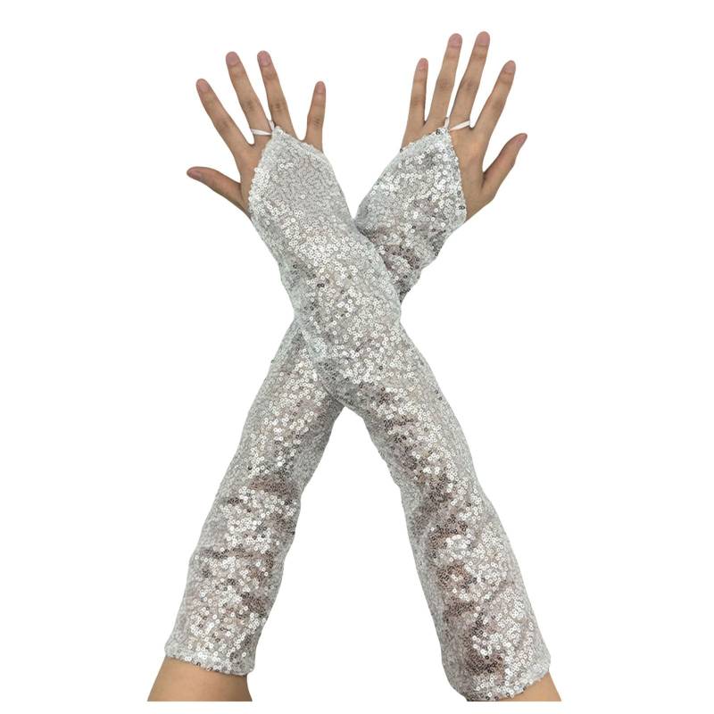 Damen Strickwolle Halbfinger Lange Handschuhe Herbst und Winter Frauen Warm Tau Finger Ärmel Zerknittert Lange Handschuhe Satin Kleid Kurz (One Size) von NerYuo