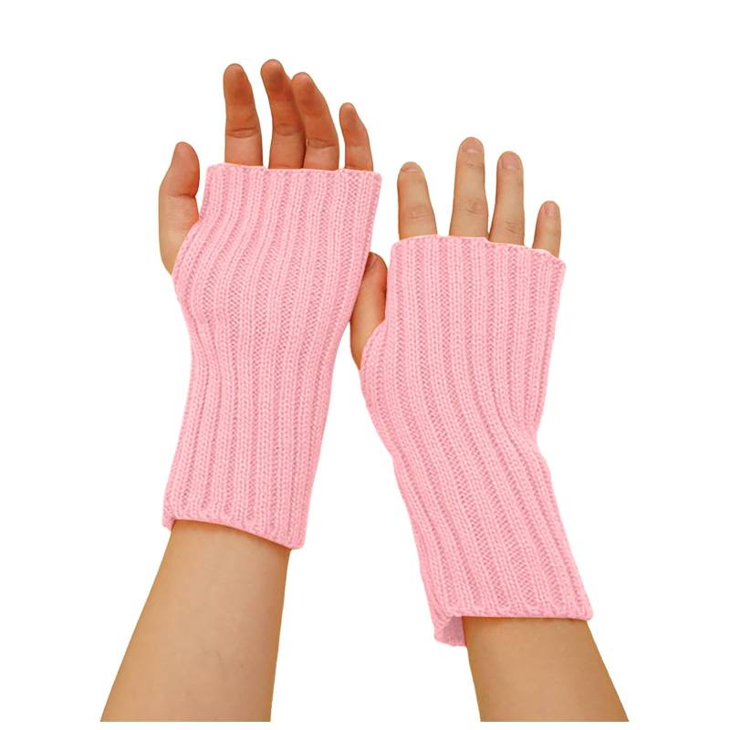 Frauen süße Herbst und Winter einfarbig gestrickt halb gestrickte Wollhandschuhe Handschuhe Damen Winter Warm Gefüttert (One Size) von NerYuo