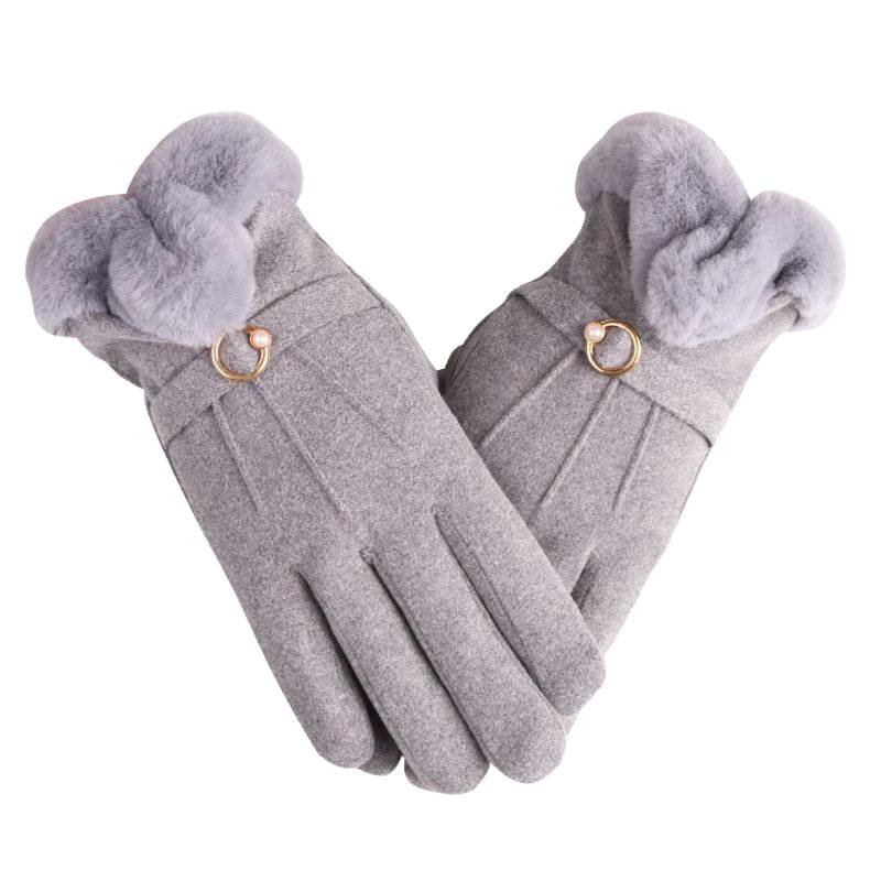 Herbst und Winter Warm Verdickte Damen Stilvolle Klassische Warme Handschuhe Handschuhe Damen Kostüm (Grey, One Size) von NerYuo