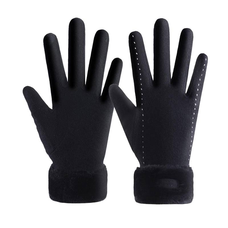 Modische, verdickte, warme Mäntel und warme Baumwollhandschuhe für Damen im Herbst und Winter Dünne Baumwollhandschuhe Ohne Finger (Black, One Size) von NerYuo