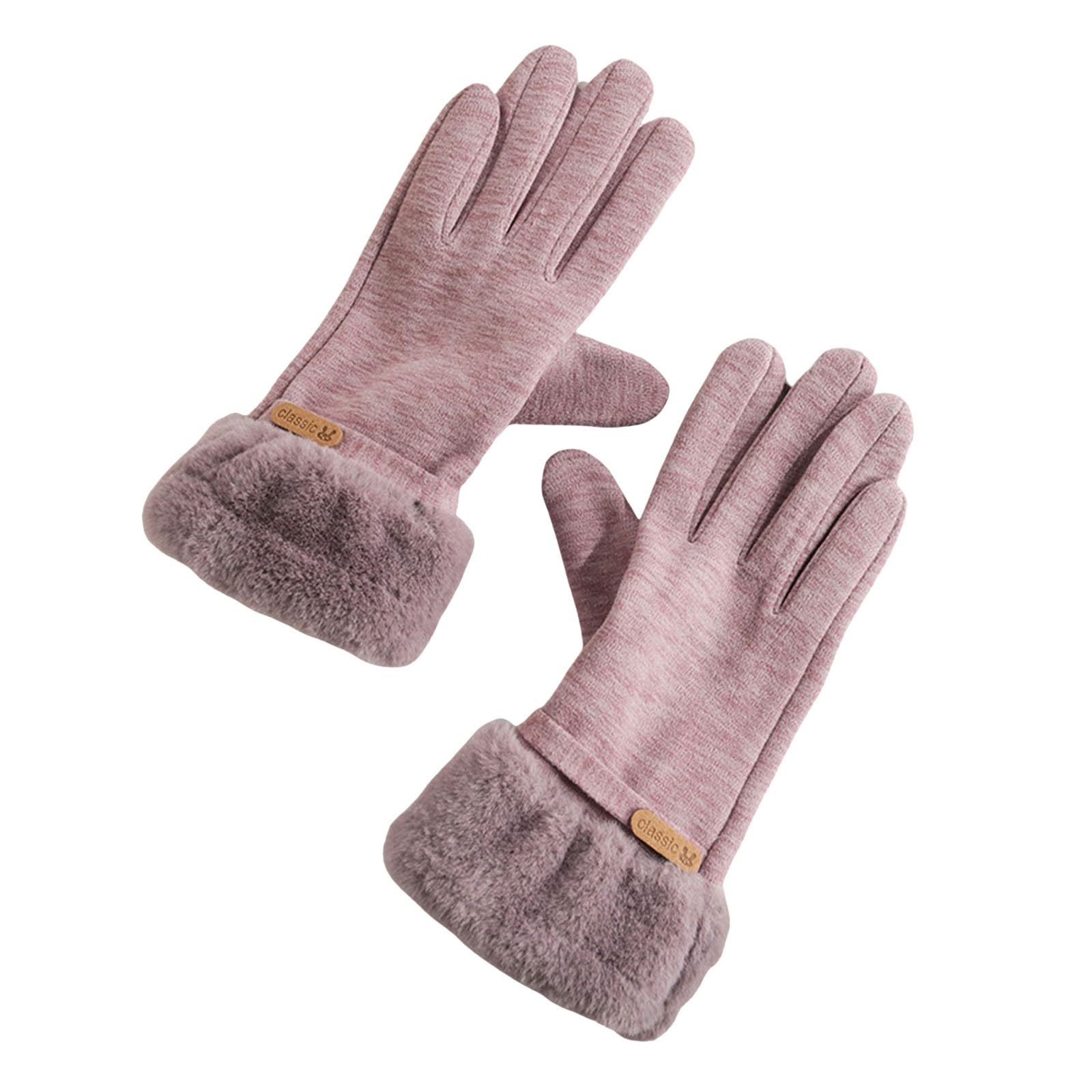 NerYuo Bequeme und modische Baumwollhandschuhe aus Samt für Damen, warm und kältebeständig, mit Plüschmanschette Affenhand Stick (Purple, One Size) von NerYuo