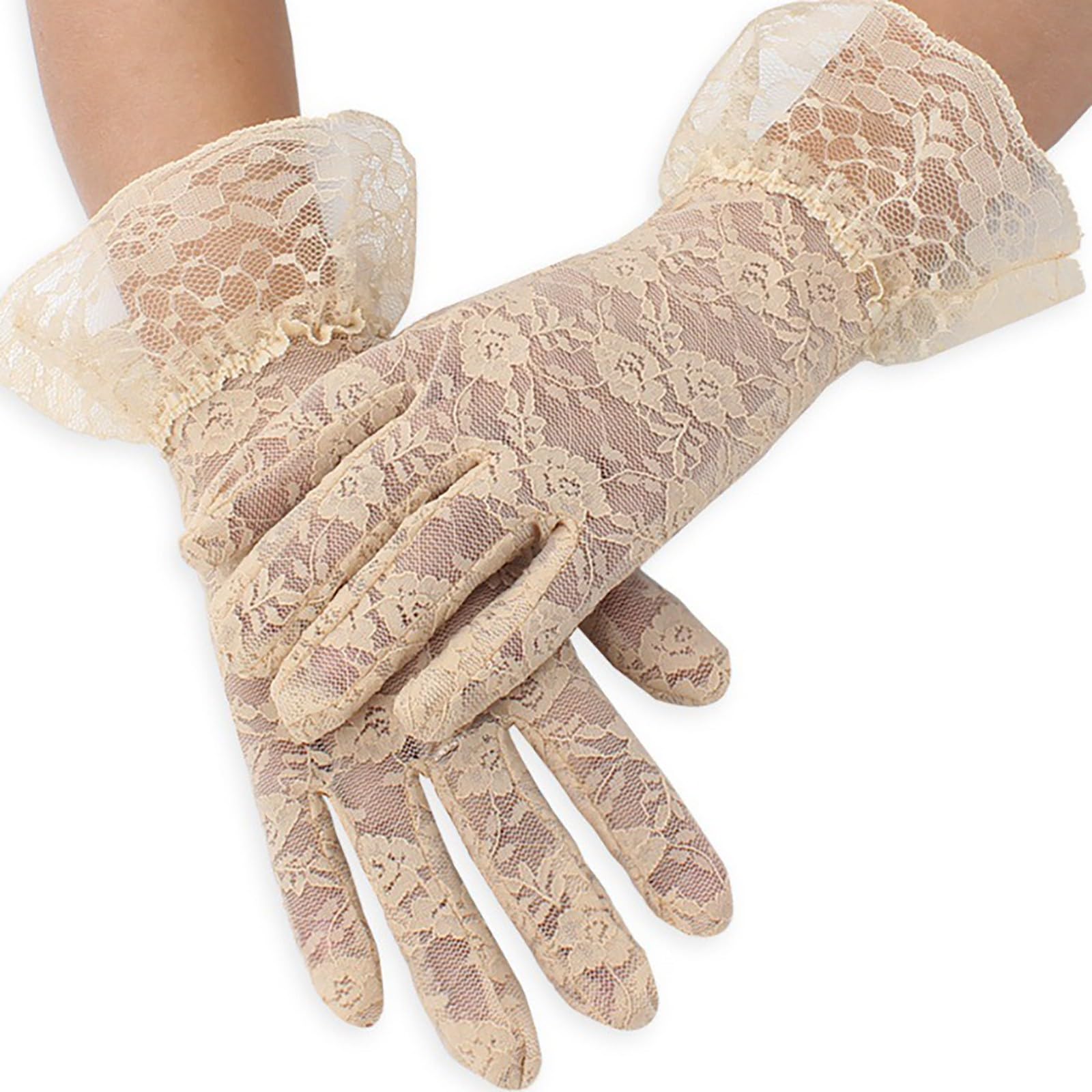 NerYuo Coole, atmungsaktive und rutschfeste, ultradünne, leichte, atmungsaktive, schnell trocknende Handschuhe Teufel Kleid Damen (Beige, One Size) von NerYuo