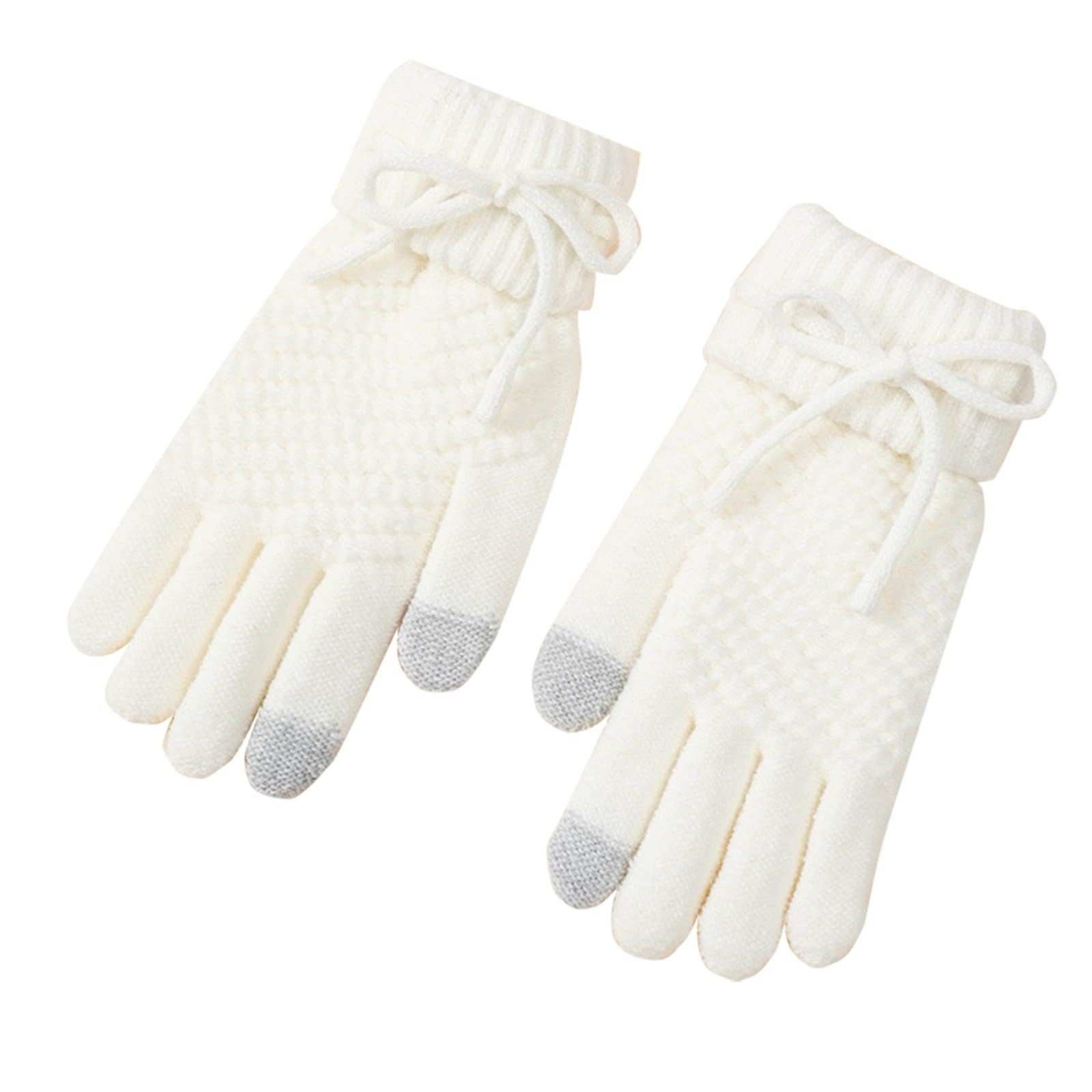 NerYuo Handschuhe für Damen, Winterhandschuhe für kaltes Wetter, Bildschirmhandschuhe, Damengeschenke Mütze Damen (White, One Size) von NerYuo