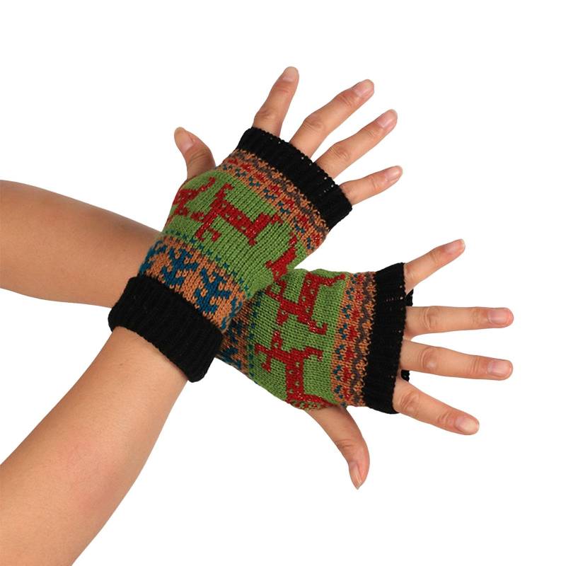 NerYuo Weihnachts-Winter-Touchscreen-Handschuhe, SMS-Handschuhe, Stretch-Strick-Mechaniker-warme Handschuhe für Frauen Männer Bauchtanz Kostüm Oberteil (Black, One Size) von NerYuo