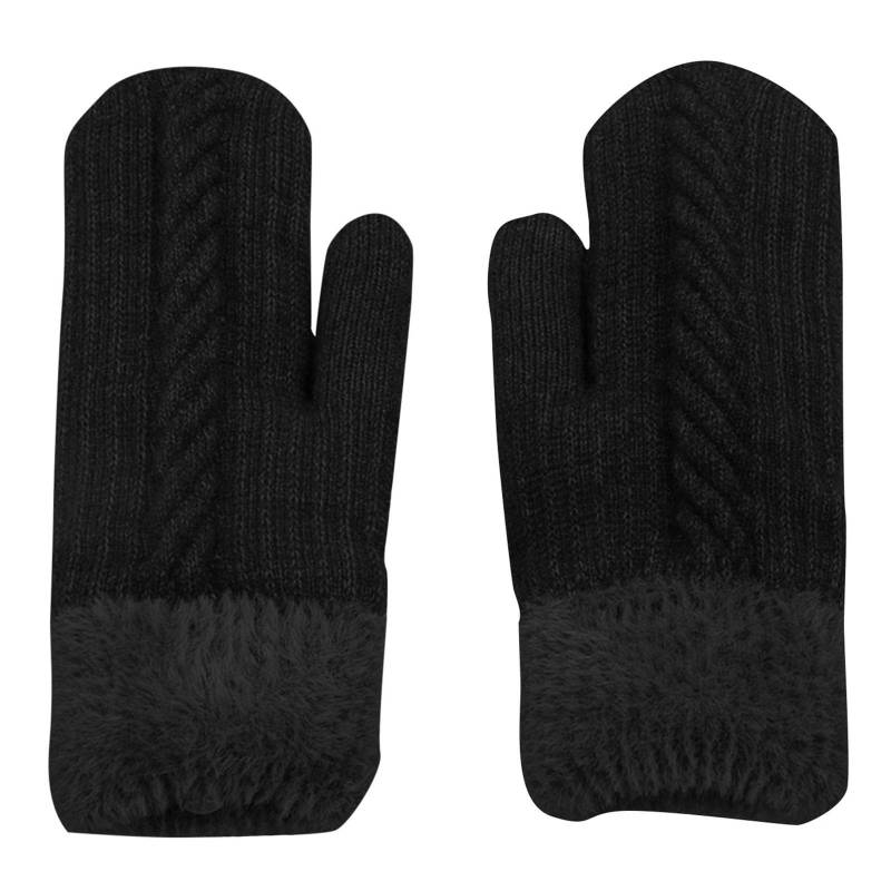 NerYuo Winterhandschuhe Unisex-Handschuhe Strick Dehnbare Fäustlinge Vollfinger Warme Handschuhe Für Männer Frauen Sport Schwarze Handschuhe Kostüm (Black, One Size) von NerYuo