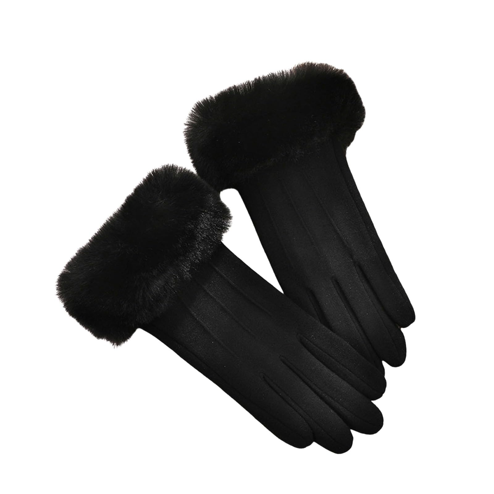 NerYuo Winterverdickte winddichte und kältespeichernde Baumwollhandschuhe für Damen im Freien Schal Damen (Black, One Size) von NerYuo