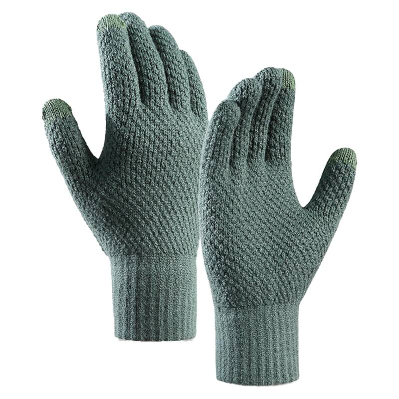 Strickhandschuhe für Herren, Ananas-Muster und Haarverdichtung, um im Herbst und Winter warme Bildschirmhandschuhe zu halten Winterhandschuhe Damen Fell (Dark Green, One Size) von NerYuo