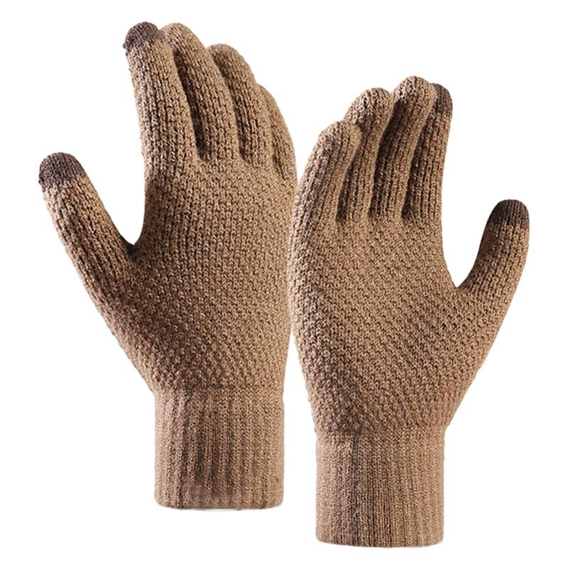 Strickhandschuhe für Herren, Ananas-Muster und Haarverdichtung, um im Herbst und Winter warme Bildschirmhandschuhe zu halten Winterhandschuhe Damen Fell (Khaki, One Size) von NerYuo