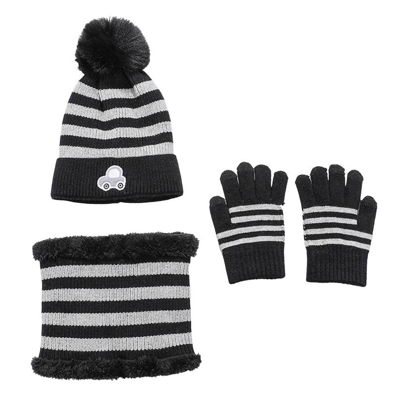 Strickmütze, Schal, Handschuhe, Wärmer, hält warm im Herbst und Winter, warme Mütze Damen Winterhandschuhe Warm (Black, One Size) von NerYuo