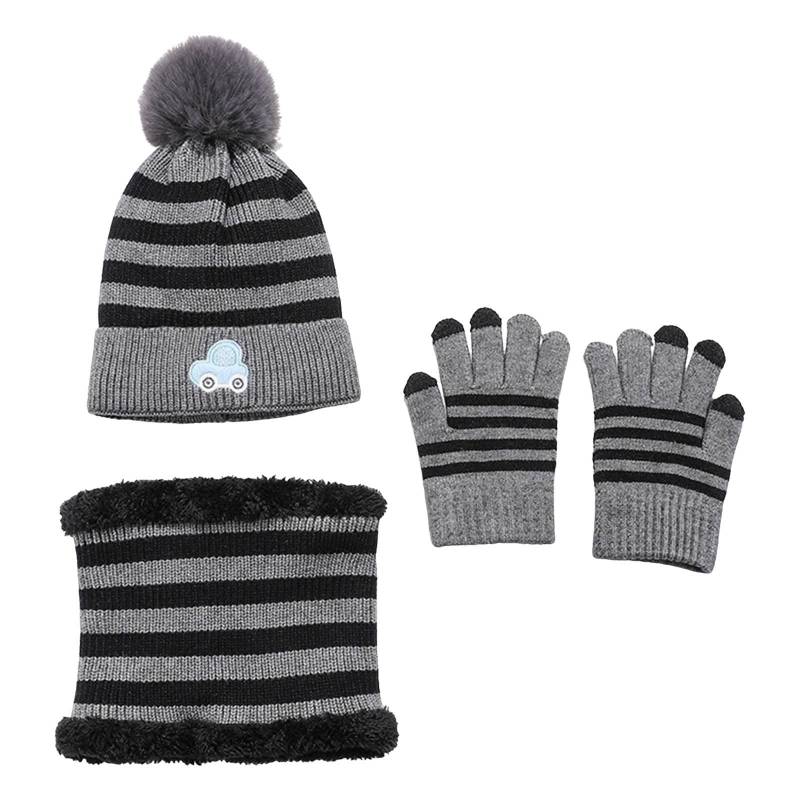 Strickmütze, Schal, Handschuhe, Wärmer, hält warm im Herbst und Winter, warme Mütze Damen Winterhandschuhe Warm (Grey, One Size) von NerYuo