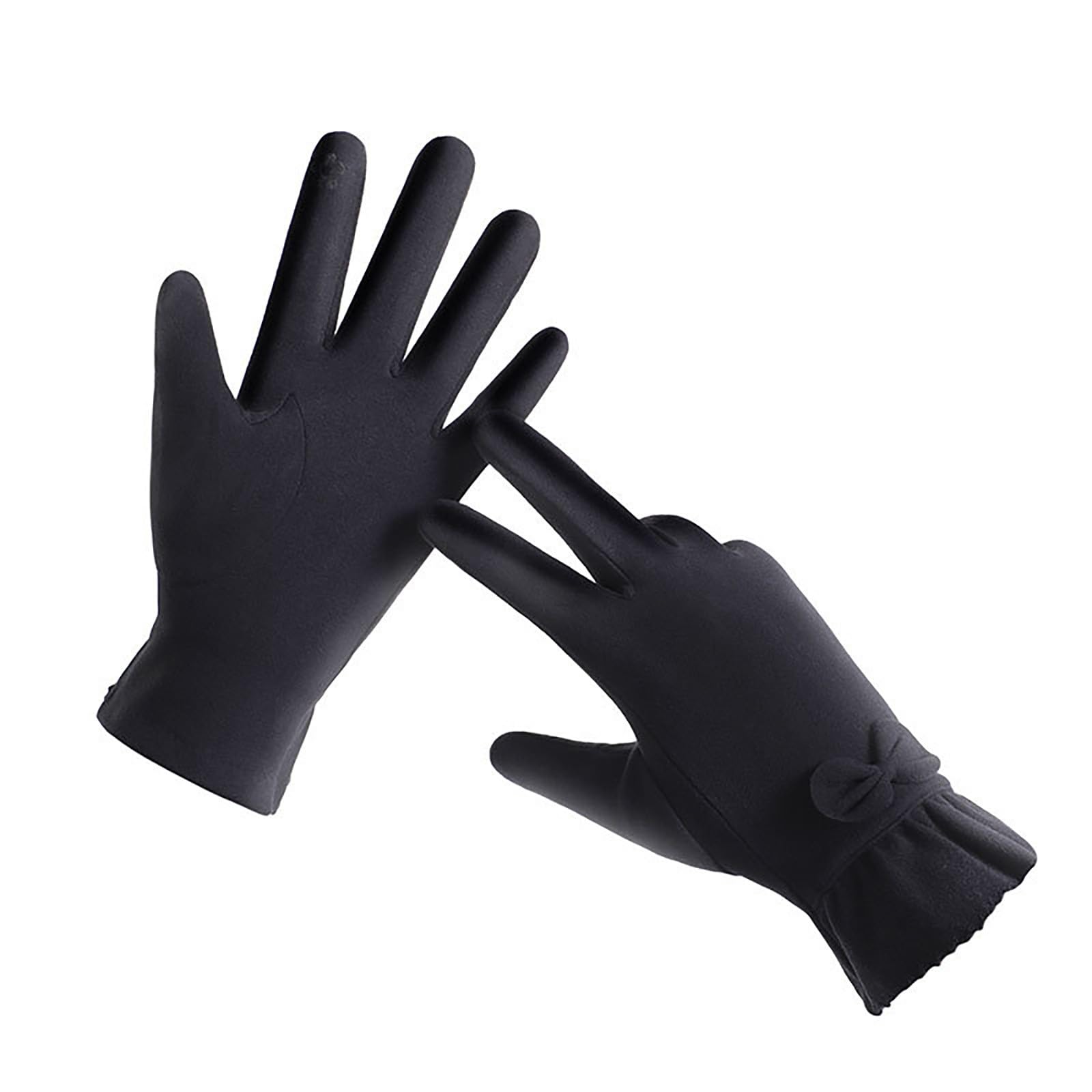 Warme Handschuhe für Damen, süß und dick aus Samt, für Herbst und Winter Handschuhe Damen Sehr Warm (Black, One Size) von NerYuo