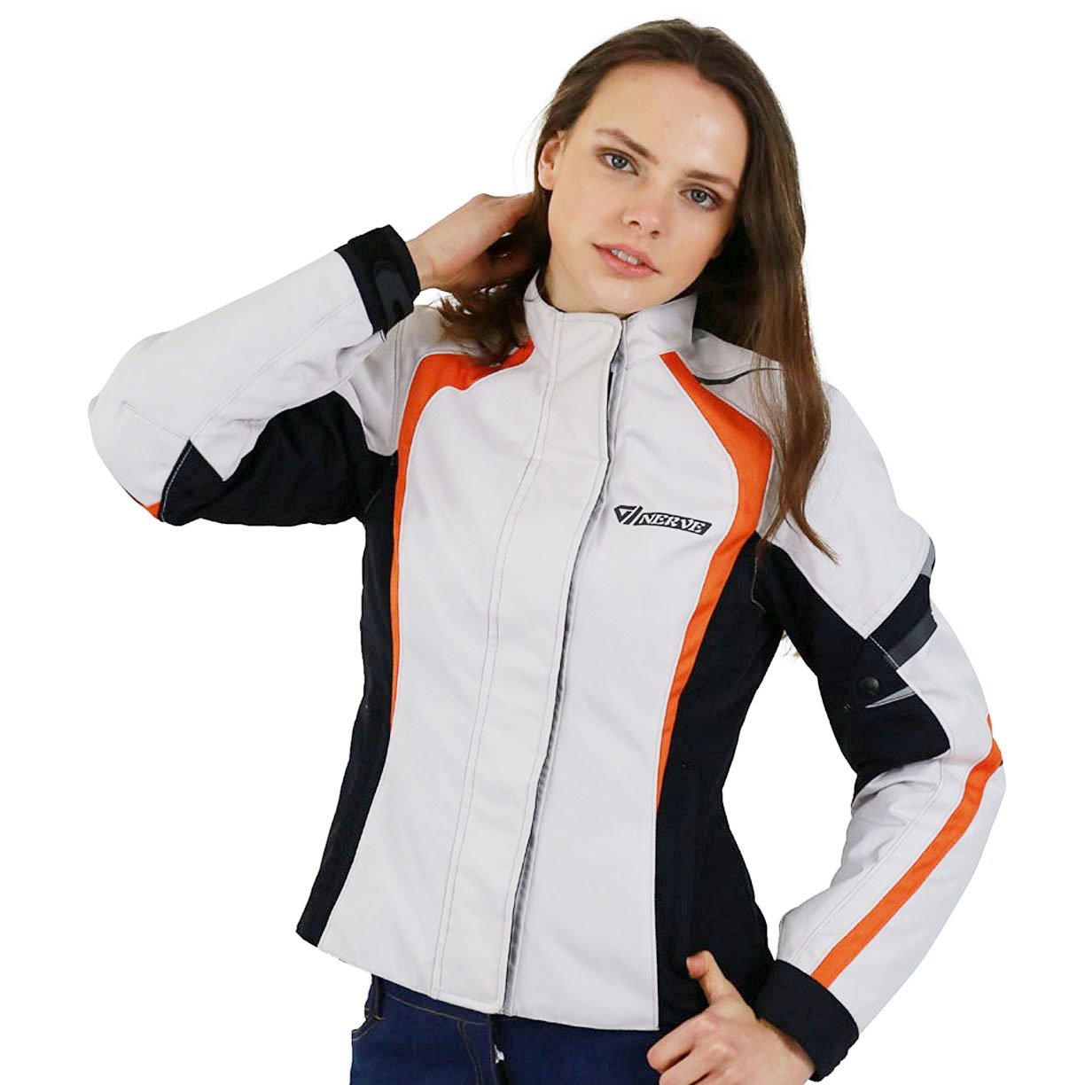 Nerve Artemis Damen Motorrad Jacke, Weiß/Schwarz, 36 von Nerve