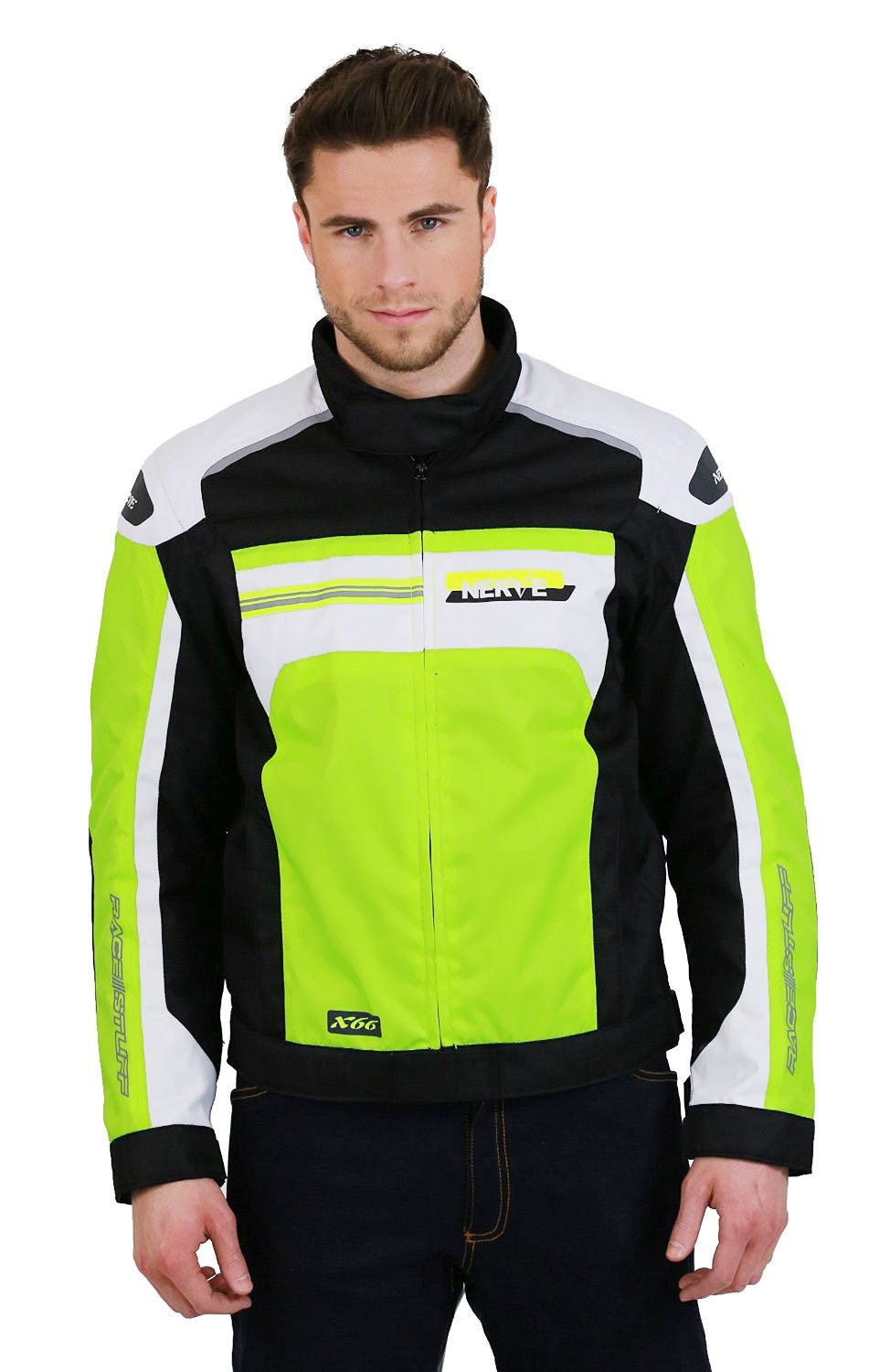 Nerve X66 Motorradjacke, Neon Gelb/Weiß, L von Nerve