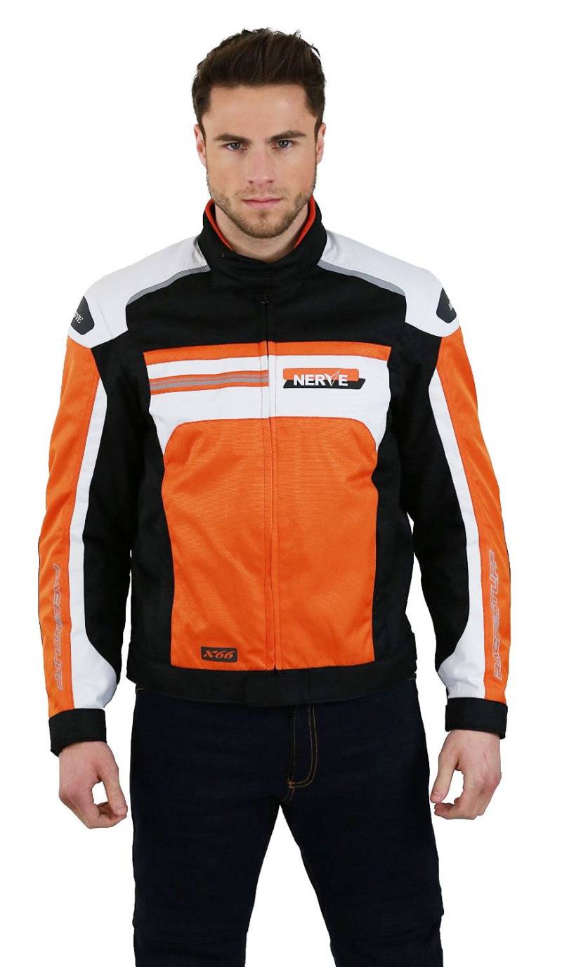 Nerve X66 Motorradjacke, Orange/Weiß, XXL von Nerve