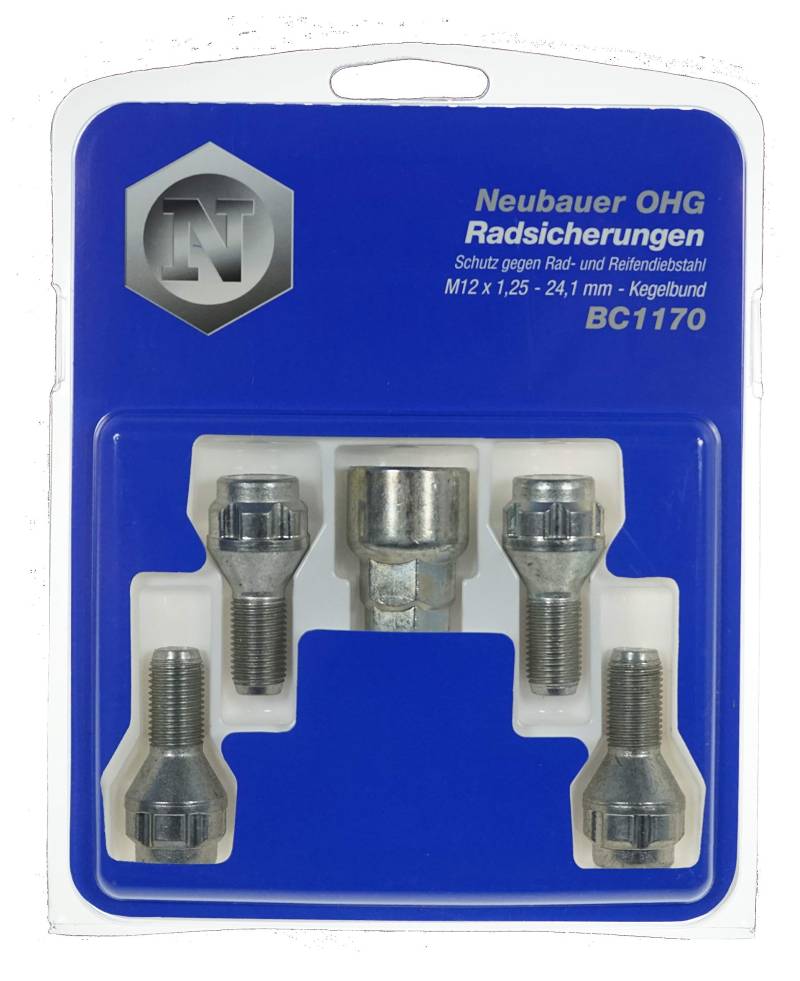 BC1170 Raddiebstahlsicherungsbolzen M12x1,25, Kegelsitz, Schaftlänge 24,1mm, Schlüsselweite 17mm /19mm von Lampa