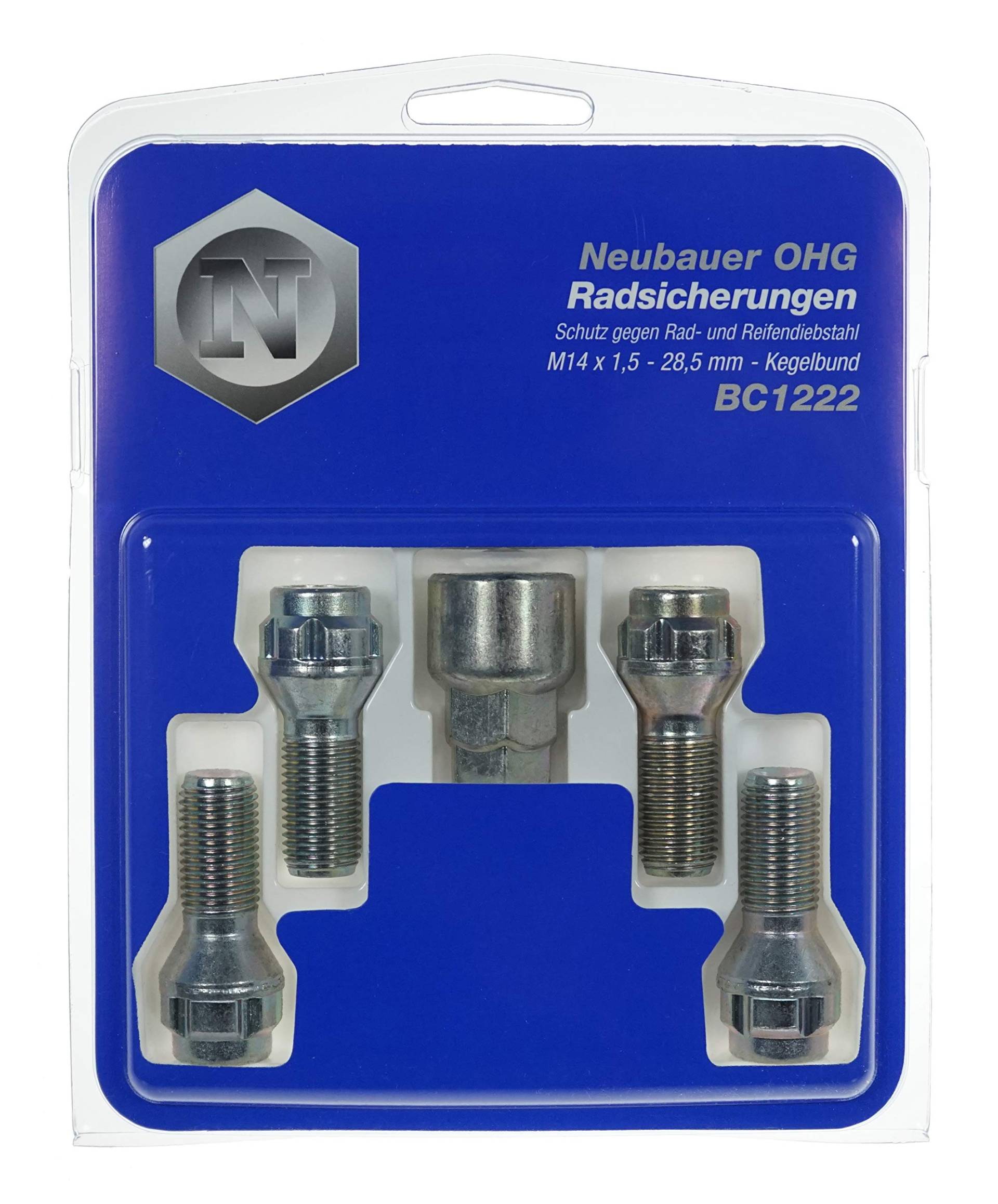 Lok Nok BC1222 Raddiebstahlsicherungsbolzen M14x1,5, Kegelsitz, Schaftlänge 28,5mm, Schlüsselweite 17mm /19mm von Lampa