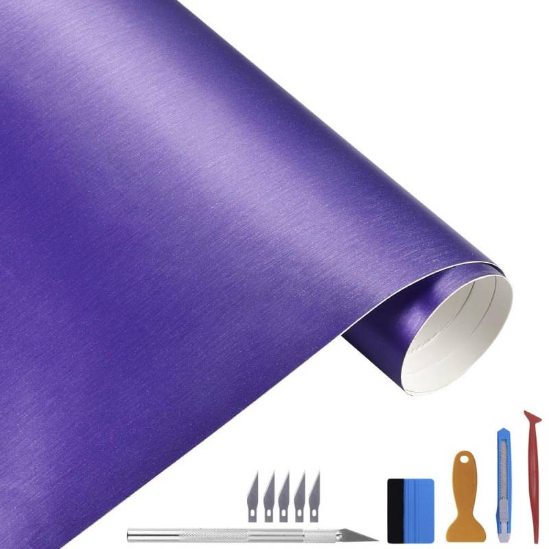 NewL 30cm x 300cm Lila gebürsteter Edelstahl Metallic Vinyl Folie Folie Matt Chrom Auto Wrapping Folie Aufkleber Folie Folie Folie Aufkleber Bogen für Motor Laptop Möbel von NewL