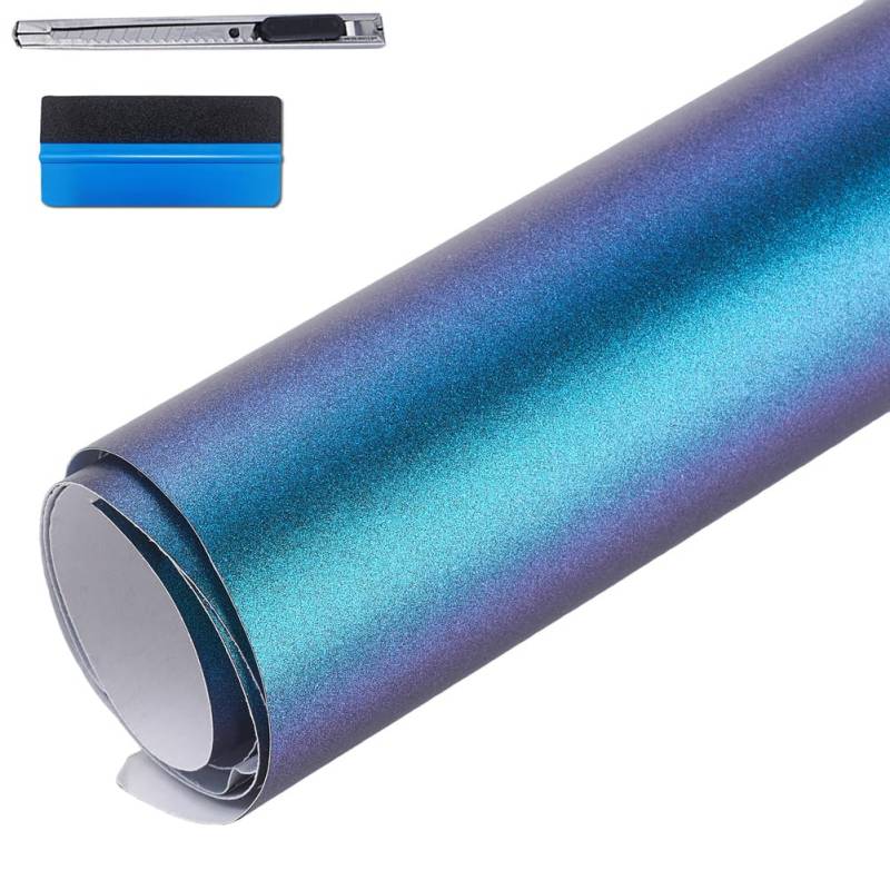 NewL Matte Chamäleon Vinylfolie blau bis lila glänzend Auto Wrap Aufkleber Luftfrei für Karosserie Außendekoration 10 cm x 100 cm von NewL