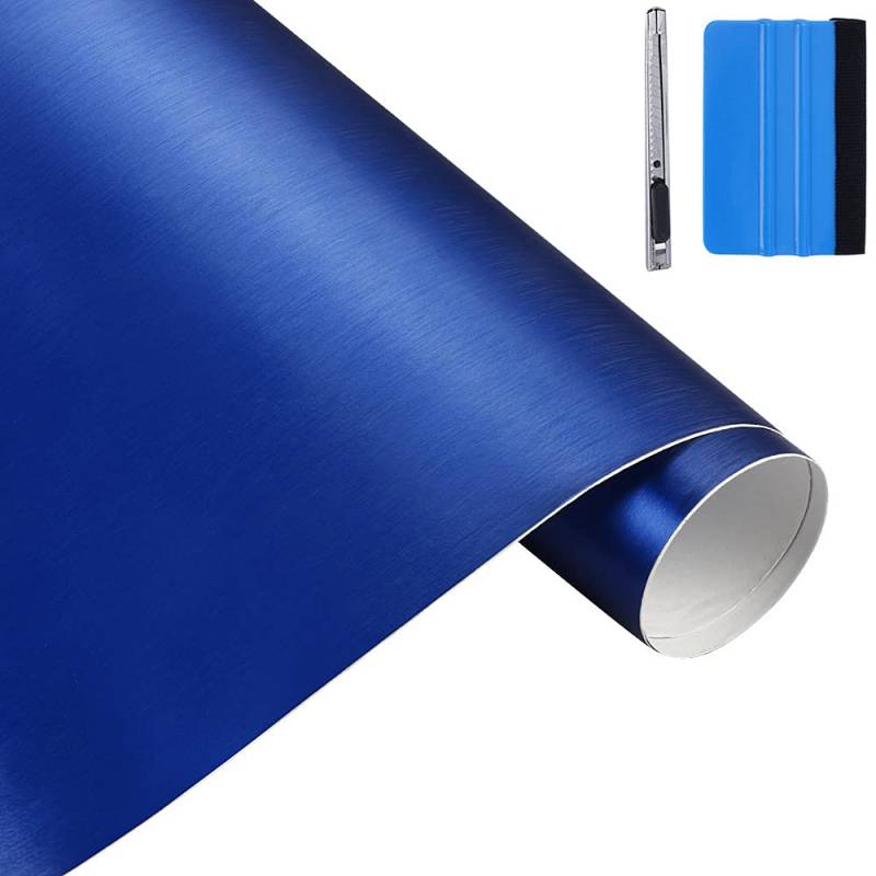 NewL Vinylfolie aus gebürstetem Edelstahl, 30 x 150 cm, Blau von NewL