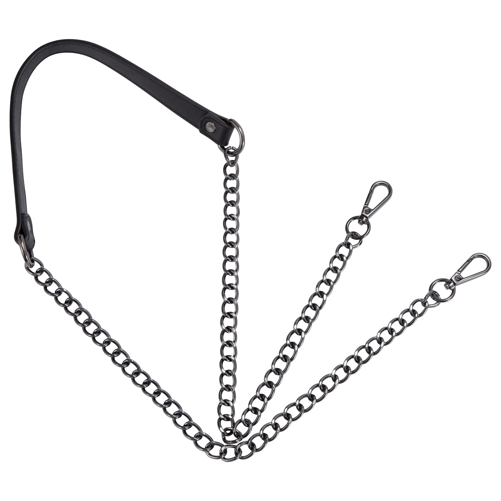 PU-Leder-Kettenriemen Verstellbarer Metallkette Schulter Riemen Abnehmbare Handtaschen Kette Riemen Lange Tasche Kettenriemen mit Schnallen 120cm (Schwarz Kette) von Newellsail