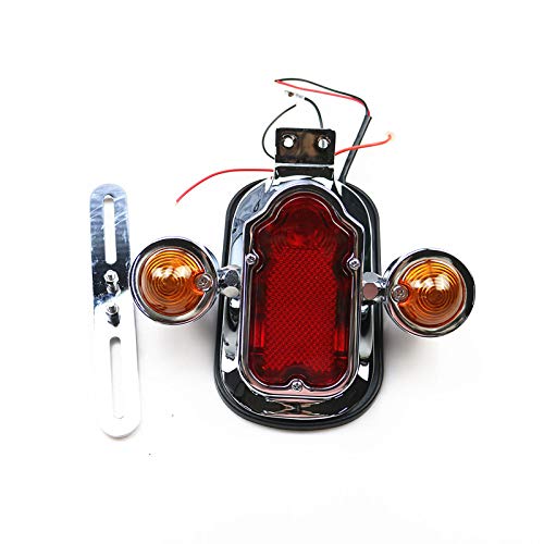 Chrom Motorrad Tomstone Rücklicht Blinker Set für Harley 05-12 Deluxe 05-07 Springer Classic FL Heckfender 1973/1998 Big 1947/1954 Cruiser Chopper Custom von Newland2019