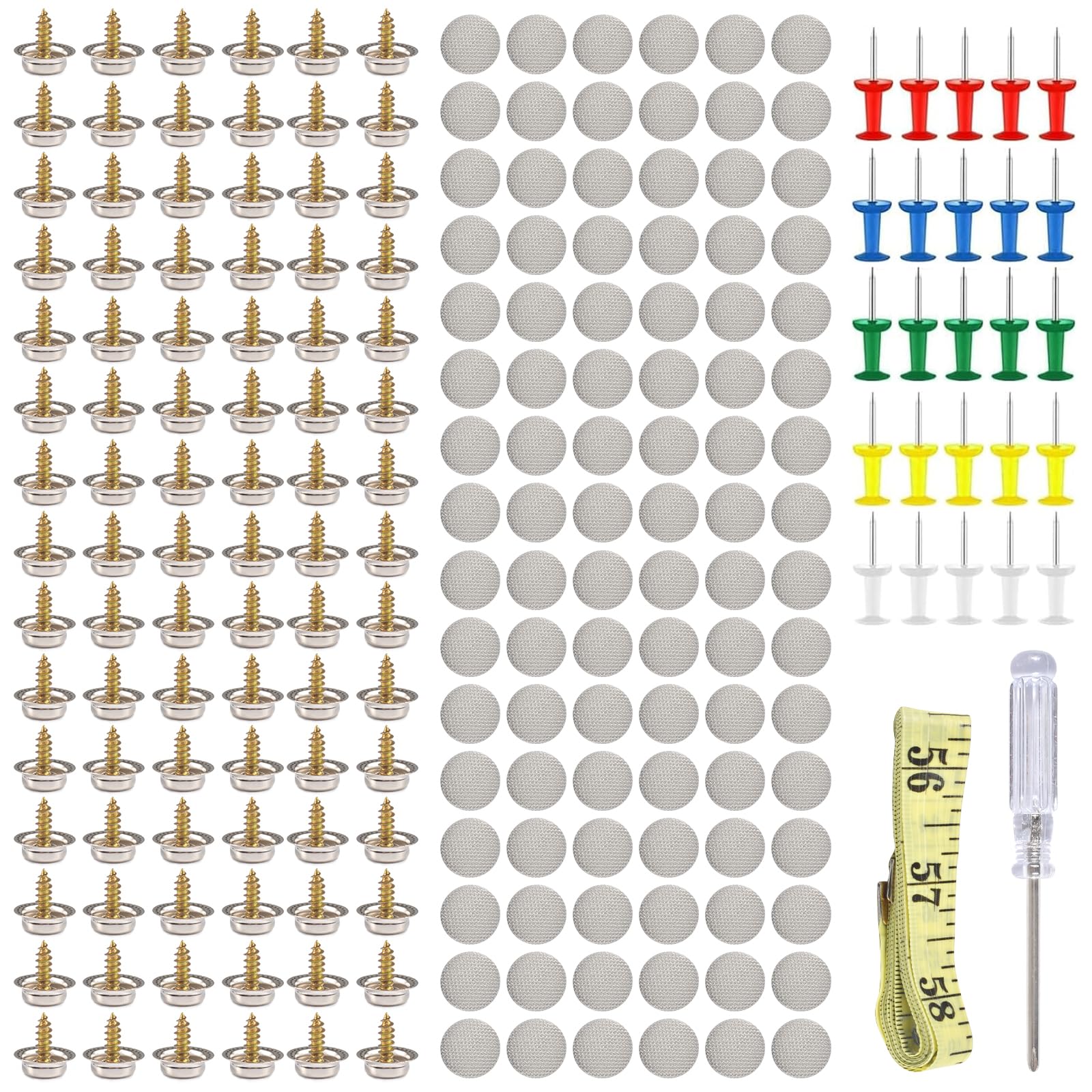 100 Stück Dachhimmel Reparatur Set, Autohimmel Reparatur Set, Universal Auto Dach Nieten, Dachhimmel Reparatur Knopf mit Stecknadeln Schraubendreher Maßband für Alle Autos von Newtic