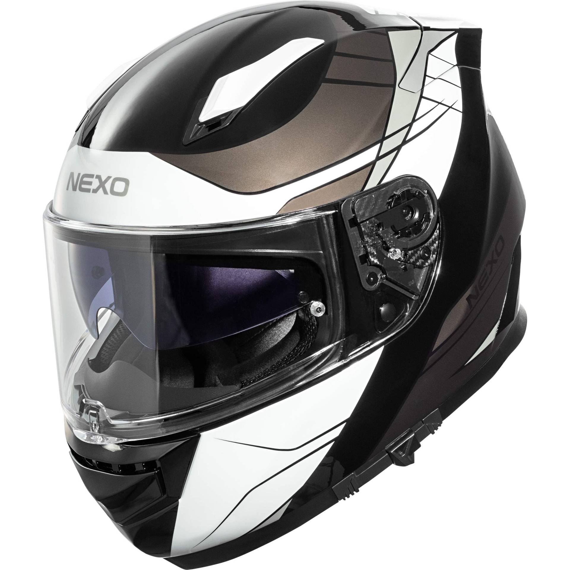 Nexo Integralhelm Motorradhelm Helm Motorrad Mopedhelm Integralhelm Fiberglas Sport III Silber Dekor XXL, Unisex, Sportler, Ganzjährig von Nexo