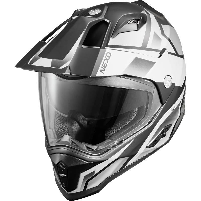 Nexo MX-Line Fiberglas Endurohelm grau/weiß Dekor #20 XL von Nexo