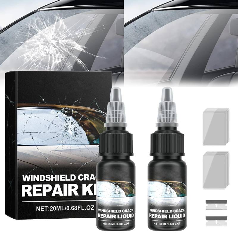 Nexoria Windschutzscheibe Reparaturset, Steinschlag Reparaturset Windschutzscheibe Auto Windschutzscheibe Riss Reparatur Flüssigkeit Auto Glas Reparatur Set Reparatur von Windschutzscheiben (2pcs) von Nexoria