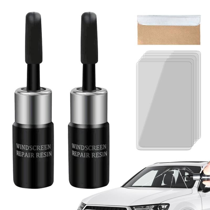 Steinschlag Reparaturset Windschutzscheibe, Windschutzscheibe Reparaturset Glas Reparatur Flüssigkeit Glas Reparatur Set Windshield Repair Kit Windschutzscheibe Reparaturset für Cracks (10, Black) von Nexoria