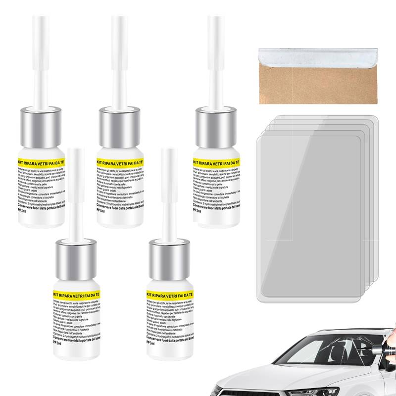 Steinschlag Reparaturset Windschutzscheibe, Windschutzscheibe Reparaturset Glas Reparatur Flüssigkeit Glas Reparatur Set Windshield Repair Kit Windschutzscheibe Reparaturset für Cracks (10, White) von Nexoria