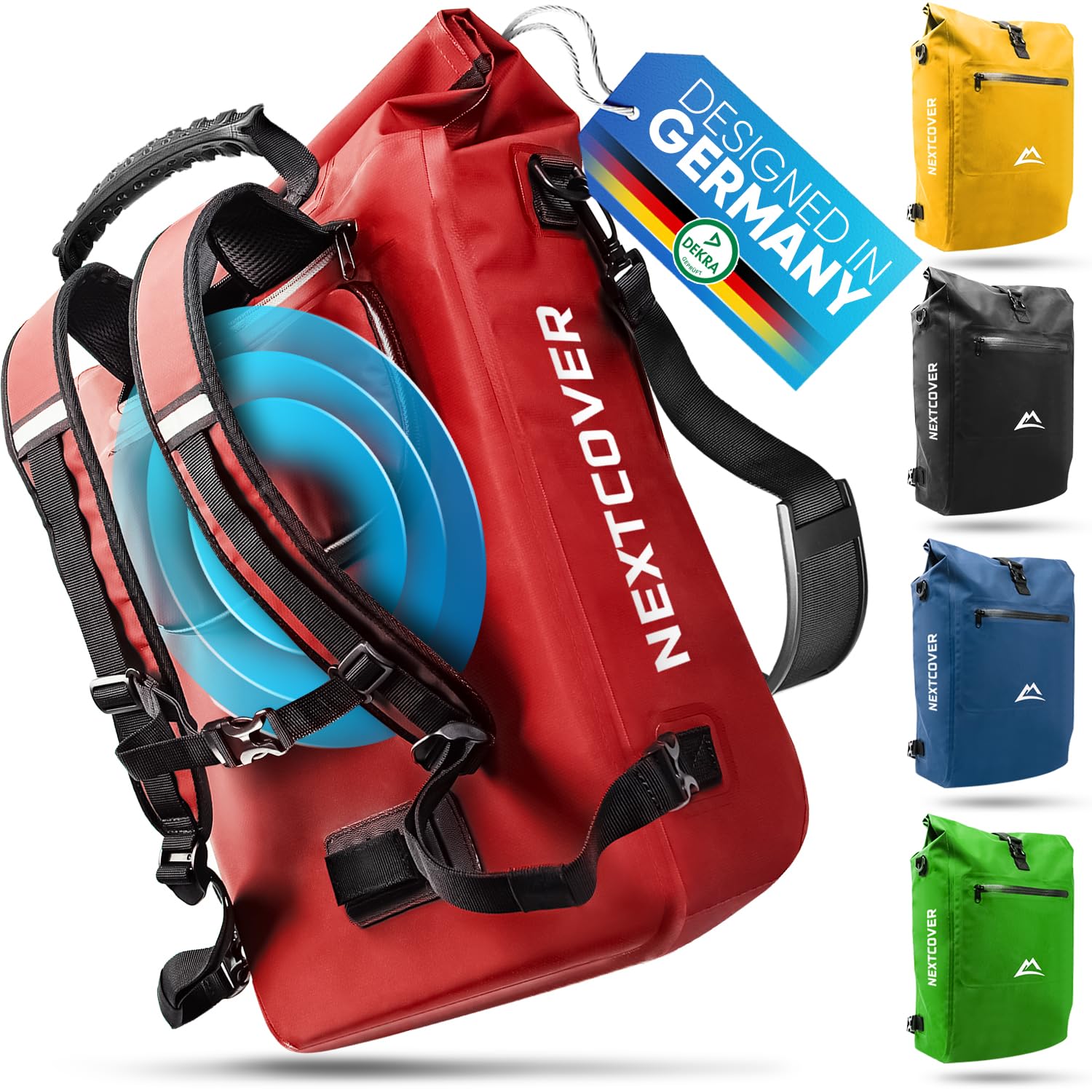 Nextcover® NEU 3in1 Fahrradtasche für Gepäckträger [Aquashield] - Gepäckträgertasche, Rucksack und Umhängetasche [25 Liter] I wasserdicht I von Nextcover