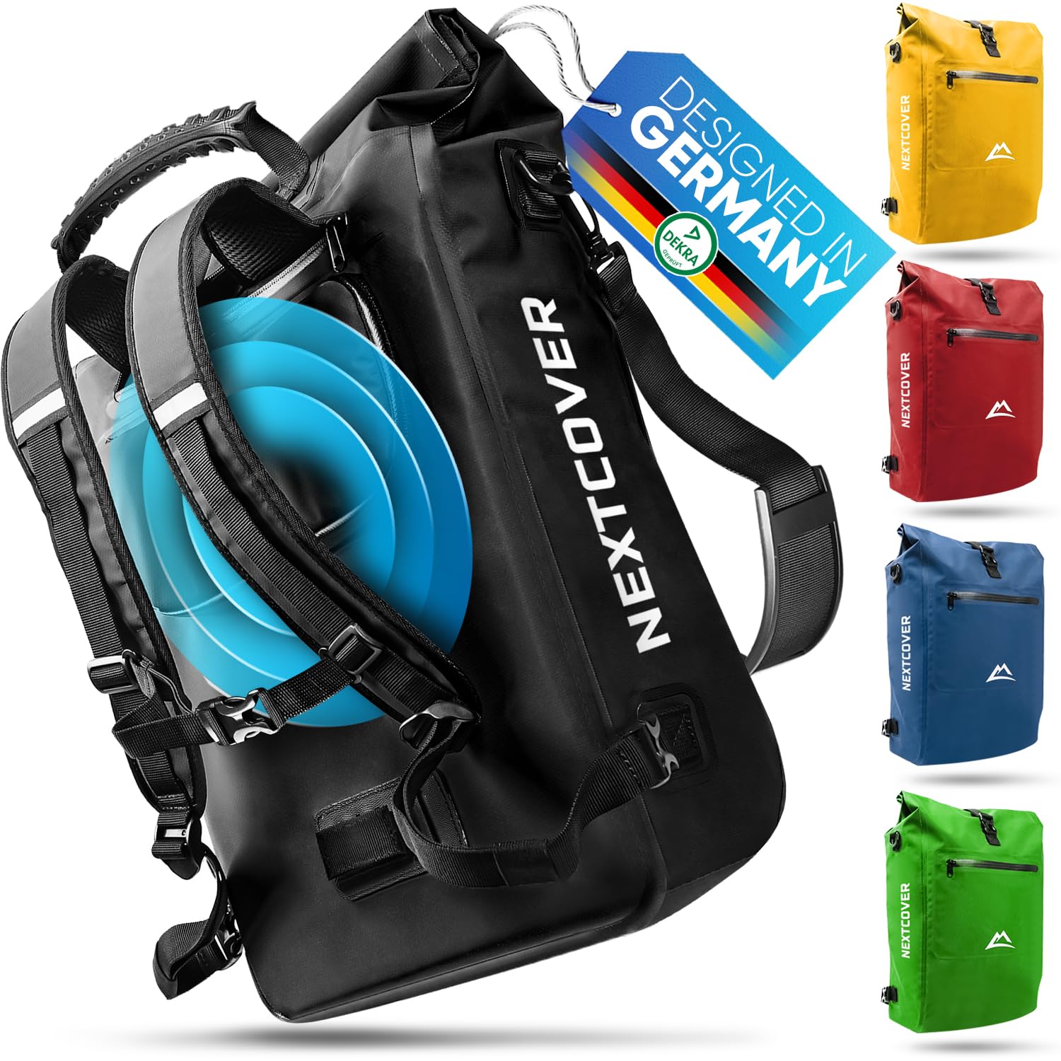 Nextcover® NEU 3in1 Fahrradtasche für Gepäckträger [Aquashield] - Gepäckträgertasche, Rucksack und Umhängetasche [25 Liter] I Fahrrad Tasche wasserdicht von Nextcover