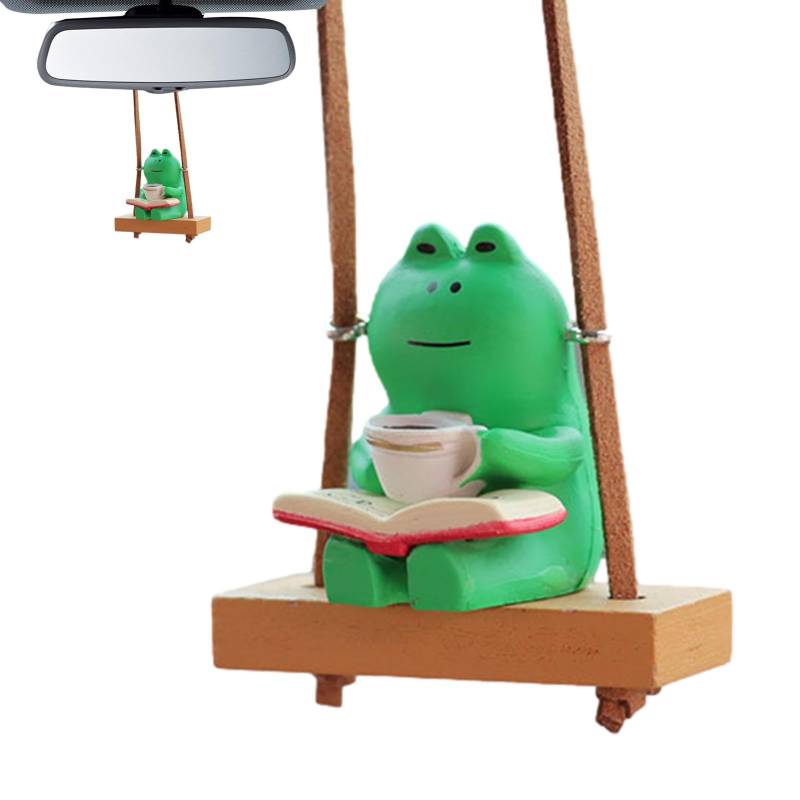 Swinging Frog Charm Car - Charm Heckansichtspiegel Ornament Swinging Anhänger | Auto Niedlicher Harz Figur Anhänger, Rückspiegeldekoration, Wohnkultur von Nexusectar