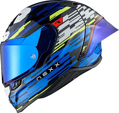 Nexx X.R3R Glitch Racer, Integralhelm - Schwarz/Blau/Neon-Grün - XL von Nexx