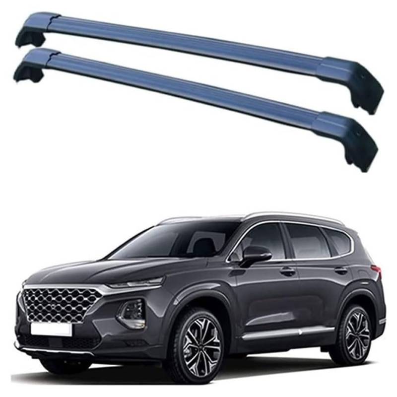 2Stück Dachträger Querträger für Hyundai Santa FE IV (TM) 2018-2023, Aluminium Gepäck Dachgepäckablage Grundträger Querbalken Auto Zubehör,A/Black von NGANOH