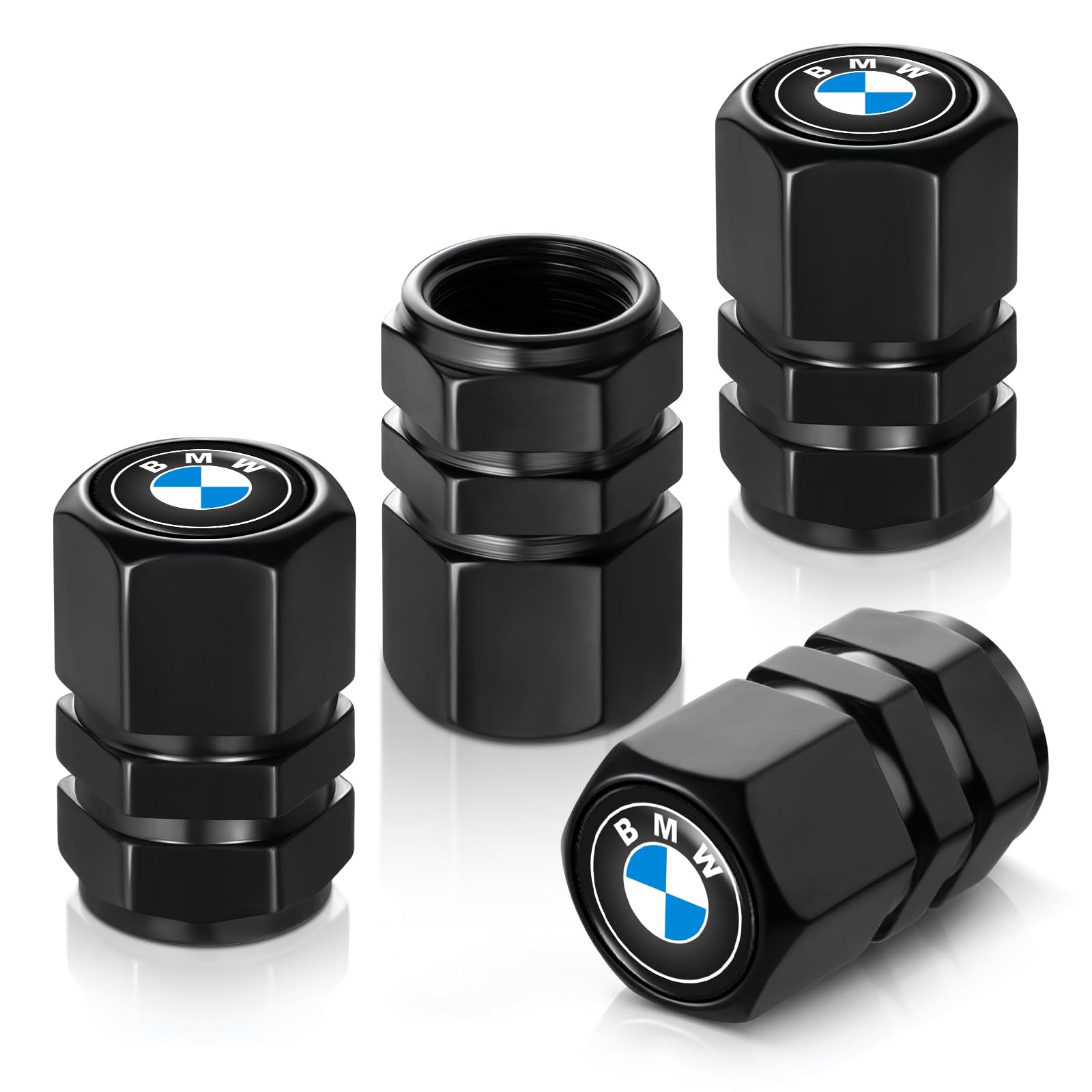 Nialliaz Reifenventilkappen für BMW M 3 5 7 X1 X3 M3 M5 X1 X5 X6 Serie, Metall Auto Luftkappen Zubehör 4 Stück schwarz von Nialliaz