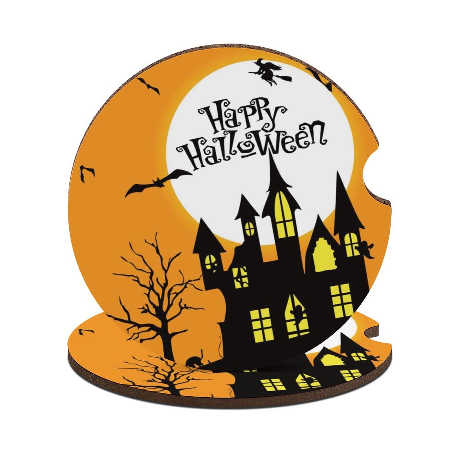 Auto-Untersetzer, 2 Stück, Auto-Getränkehalter-Untersetzer, Auto-Zubehör, Innendekoration, Happy Halloween-Design für Ihr Auto, Damen, Mädchen, Herren von Niapessel