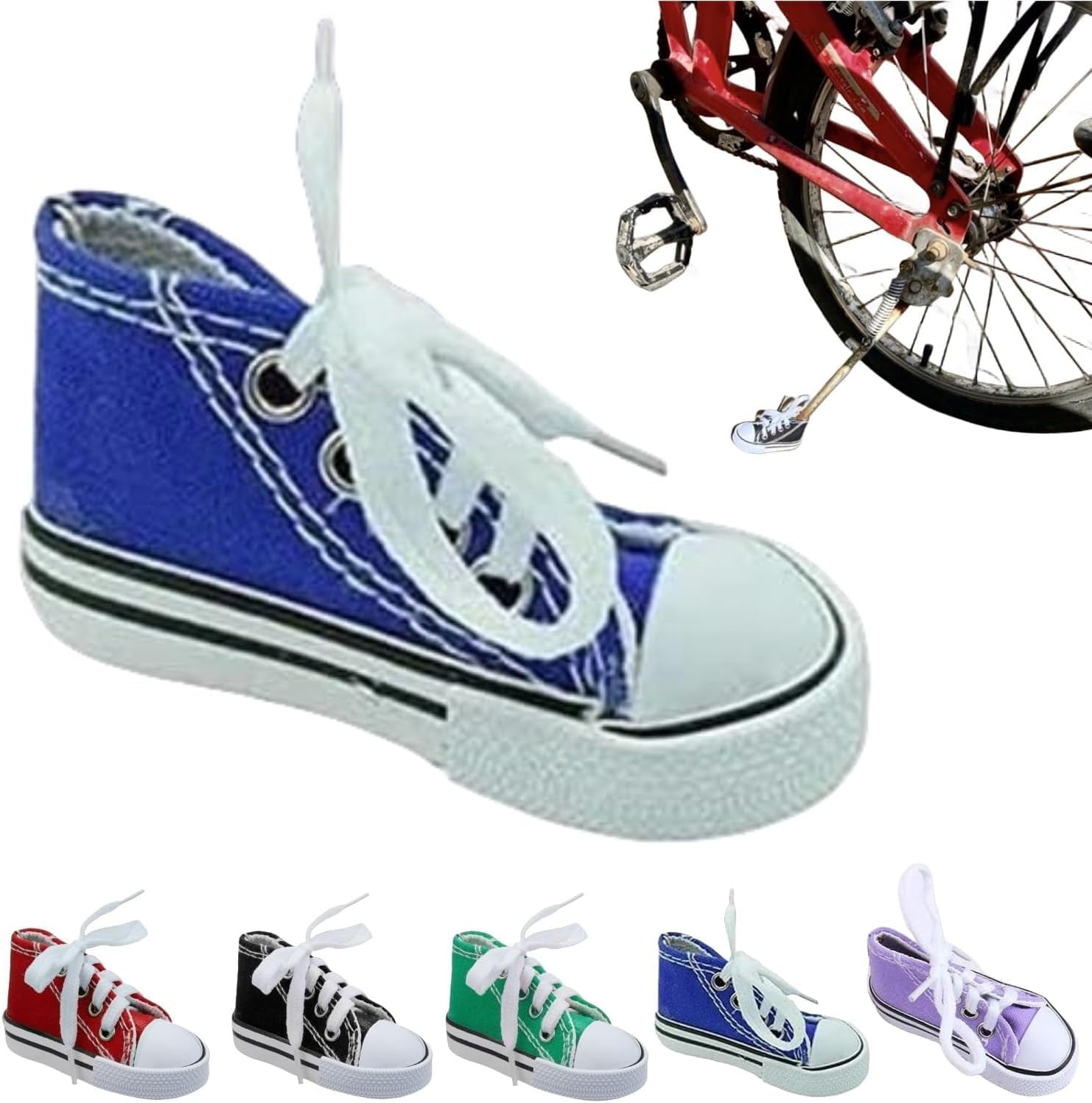 Fahrradständer, personalisierbar, für kleine Schuhe, Motorrad-Seitenständer, Verlängerungspad, 1 x Motorradständer, niedlicher Mini-Canvas-Schuhe, Seitenständer, Motorradzubehör (blau) von Niblido