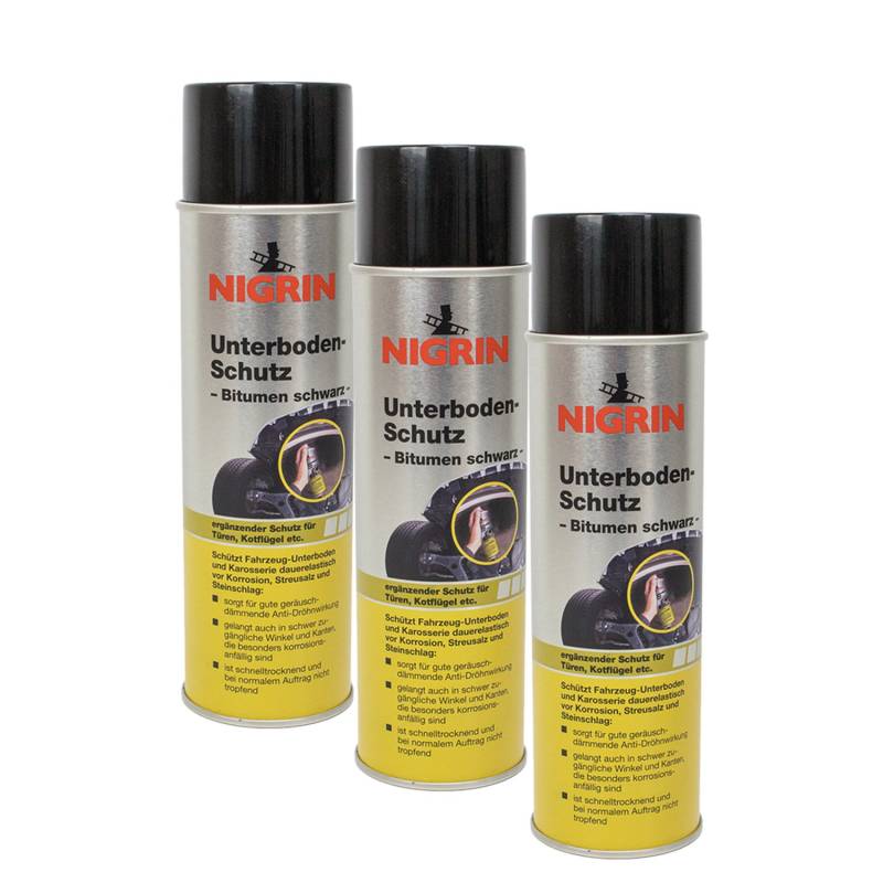 NIGRIN 3X 74034 Unterboden-Schutz Bitumen schwarz 500 ml von NIGRIN