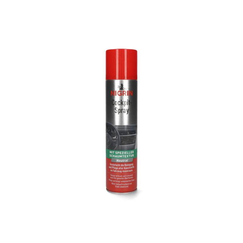 NIGRIN Cockpitspray Neutral 400ml, reinigt und pflegt Kunststoffe, ist staubabweisend, seidenmatt, antistatisch, Pflegeschaum von NIGRIN