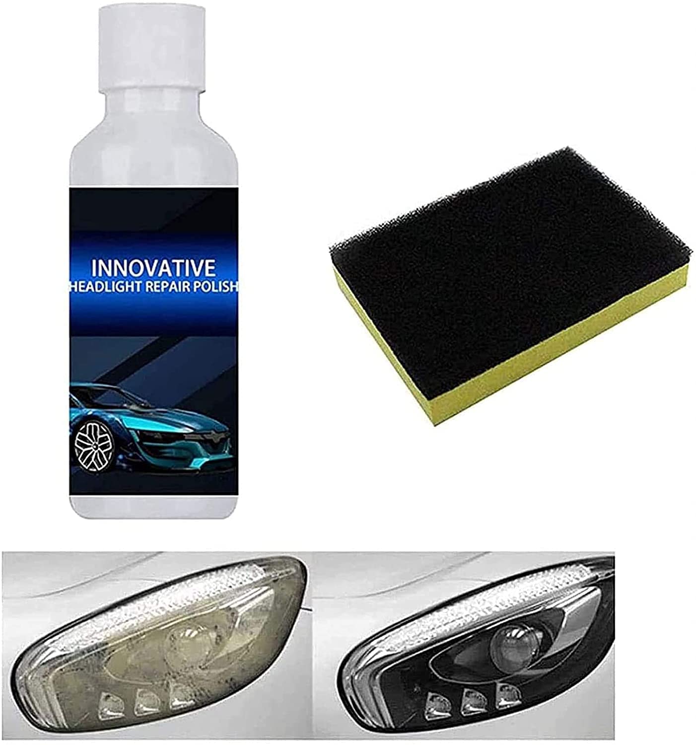 Innovative Car Headlights Polish Repair Fluid Liquid, Car Headlight Repair Fluid, Car Headlight Restoration Kit, Powerful Advance Headlight Repair Polish, Car Headlamp Repair Fluid Liquid Kit (1 Pcs) von Nihexo