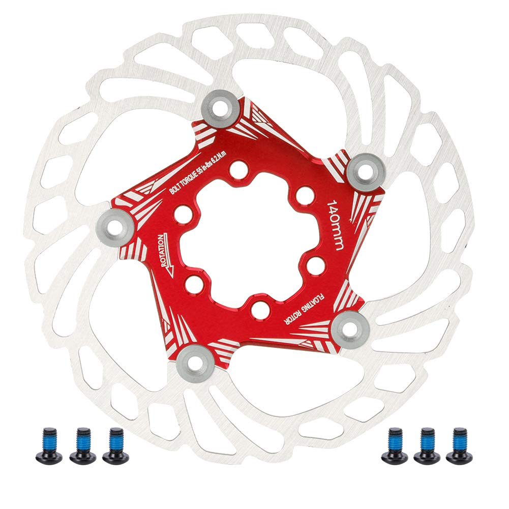 Niiyen Fahrrad-Scheibenbremsscheibe, 140 mm, schwimmende Mountain-Bremsscheiben, Fahrradzubehör mit 5 Bolzen für BMX-MTB-Fahrräder (Rot) von Niiyen