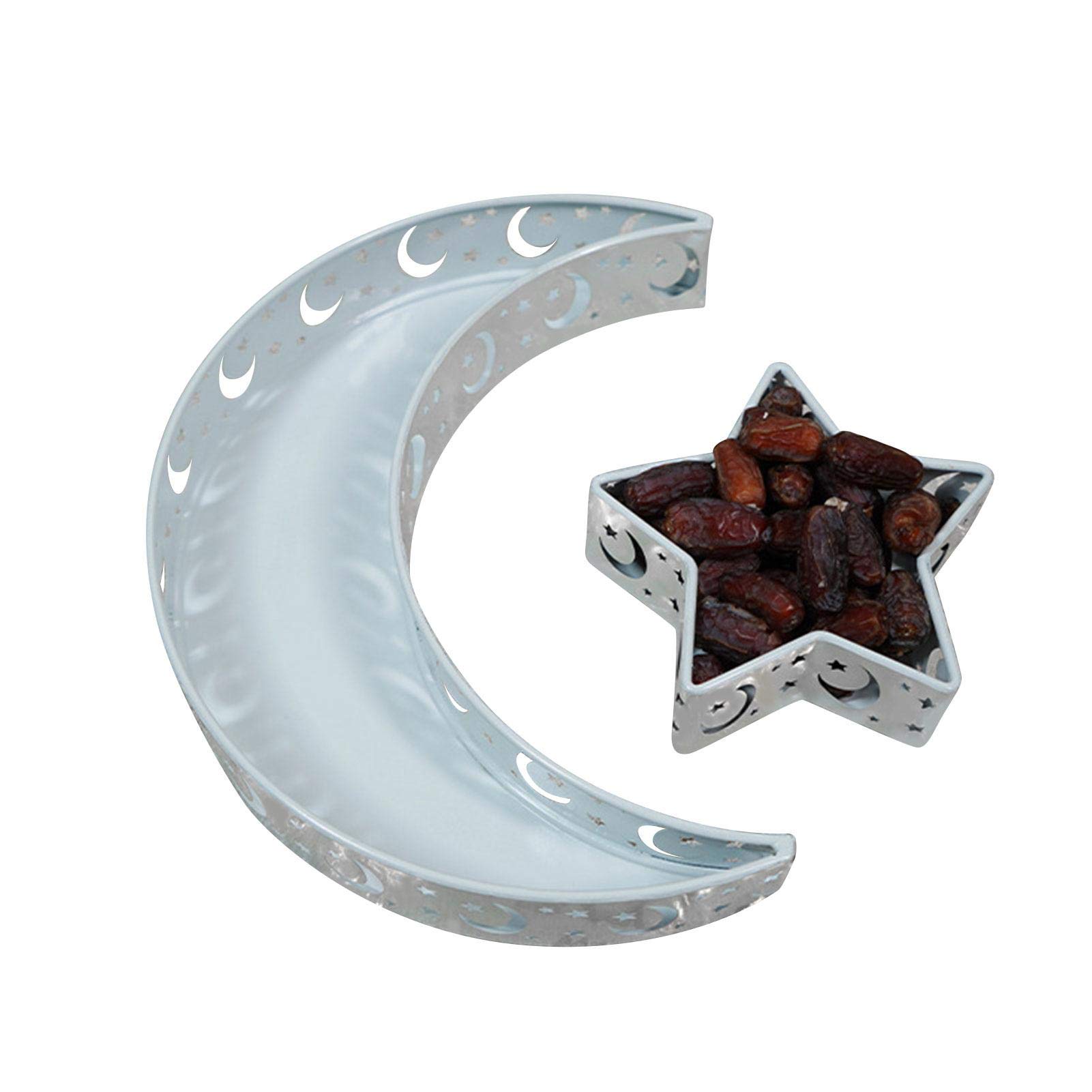 Niktule Eid Serviertablett Crescent Moon Eid Ramadan Essenstablett Muslim Islam Mubarak Essenstablett | Innovative Mond Servierplatte für Zuhause von Niktule